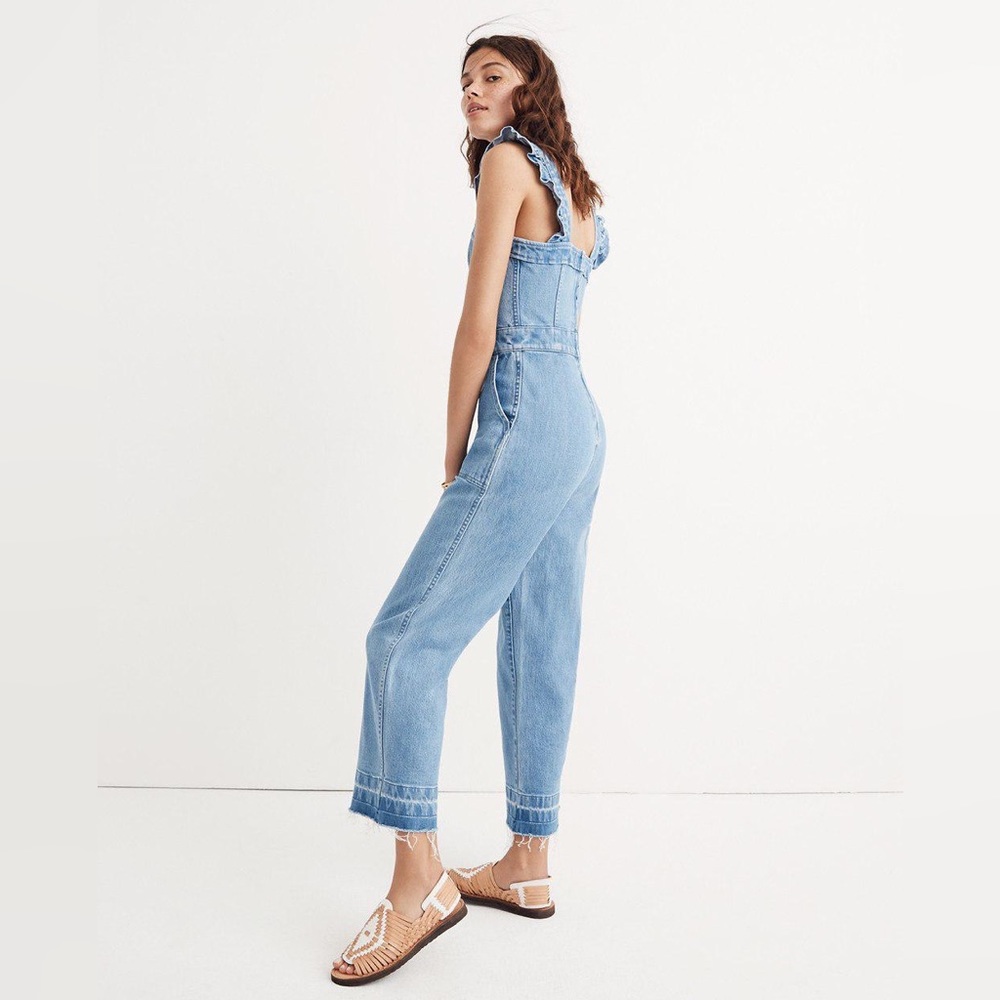 Madewell Denim Ruffle-Strap Jumpsuit
